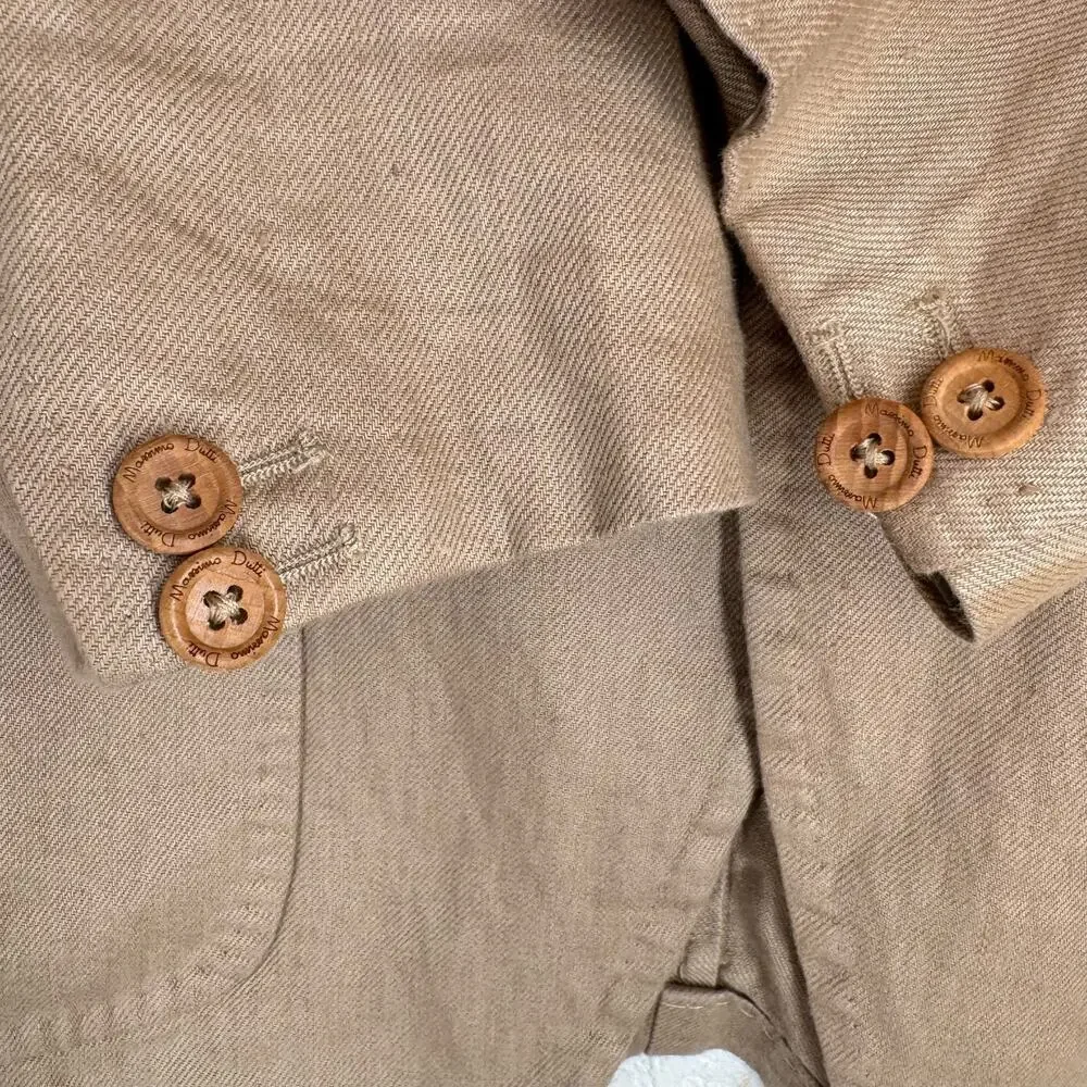 Massimo Dutti Mens Suit‎ Jacket 48/38 Tan Linen Single Breasted Wedding Spain